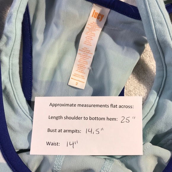 Lucy Blue and White Stripe Workout Top Size XS - Picture 8 of 8